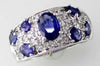 3.20CT DIAMOND & AAA SAPPHIRE 14KT WHITE GOLD 3D OVAL & ROUND ETOILE FUN RING