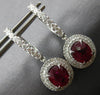 4.83CT DIAMOND & AAA RUBY 18KT WHITE GOLD 3D OVAL DOUBLE HALO HANGING EARRINGS