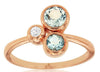 .75CT DIAMOND & AAA AQUAMARINE 14KT ROSE GOLD 3D 3 STONE BEZEL ETOILE FUN RING