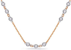 .90CT DIAMOND 14KT ROSE & WHITE GOLD 3D 3 STONE BEZEL BY THE YARD LOVE NECKLACE