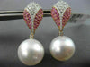 LARGE 1.46CT DIAMOND & PINK SAPPHIRE SOUTH SEA PEARL 14K WHITE GOLD 3D EARRINGS