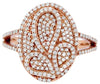 ESTATE LARGE .59CT DIAMOND 14KT ROSE GOLD 3D MULTI TEAR DROP OVAL FUN RING