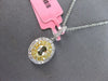 1.51CT WHITE & FANCY YELLOW DIAMOND 18K 2 TONE GOLD 3D OVAL & ROUND HALO PENDANT