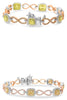 3.11CT WHITE PINK & FANCY YELLOW DIAMOND 18KT TRI COLOR GOLD 3D CUSHION BRACELET
