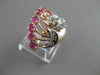 ANTIQUE 1.69CT OLD MINE DIAMOND RUBY 14K W ROSE GOLD FLOWER COCKTAIL RING #21009