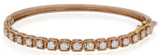 1.86CT DIAMOND 14K ROSE GOLD ROUND SQUARE FILIGREE SEMI ETERNITY BANGLE BRACELET