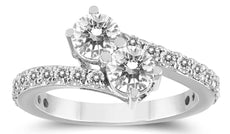 ESATE 2.0CT DIAMOND 14KT WHITE GOLD 3D CLASSIC ROUND CRISS CROSS FUN LOVE RING