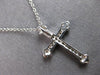 ESTATE .17CT DIAMOND 14KT WHITE GOLD 3D CLASSIC CROSS FLORAL FLOATING PENDANT