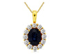 2.22CT DIAMOND & AAA SAPPHIRE 14KT YELLOW GOLD 3D OVAL & ROUND FLOATING PENDANT