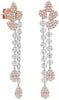 2.10CT DIAMOND 14K WHITE & ROSE GOLD 3D DOUBLE TEAR DROP CHANDELIER FUN EARRINGS
