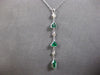 LONG .70CT DIAMOND & AAA EMERALD 14KT WHITE GOLD 3D MULTI SHAPE LARIAT NECKLACE