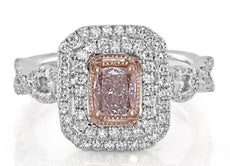1CT WHITE & PINK DIAMOND 18KT WHITE & ROSE GOLD CUSHION OCTAGON ENGAGEMENT RING