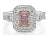 1CT WHITE & PINK DIAMOND 18KT WHITE & ROSE GOLD CUSHION OCTAGON ENGAGEMENT RING