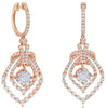 LARGE 1.95CT DIAMOND 18KT ROSE GOLD FLOWER DOUBLE TEAR DROP BOW HANGING EARRINGS