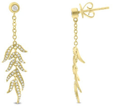 .40CT DIAMOND 14K YELLOW GOLD MULTI LEAF BY THE YARD CHANDELIER HANGING EARRINGS
