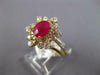 WIDE 1.50CT DIAMOND & AAA RUBY 18KT YELLOW GOLD 3D OVAL & ROUND FLOWER FUN RING