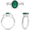 1.86CT DIAMOND & AAA EMERALD PLATINUM 3D ROUND TRILLION & OVAL ENGAGEMENT RING