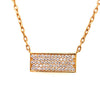 ESTATE .58CT DIAMOND 18KT YELLOW GOLD 3D ROUND PAVE RECTANGULAR LOVE NECKLACE
