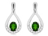 .97CT DIAMOND & AAA RUSSALITE 14KT WHITE GOLD 3D OVAL & ROUND HANGING EARRINGS