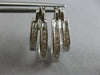 ESTATE 1.02CT DIAMOND 14KT WHITE GOLD 3D ROUND DOUBLE HOOP FUN HANGING EARRINGS