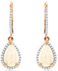 1.72CT DIAMOND & AAA OPAL 14K ROSE GOLD PEAR SHAPE & ROUND HALO HANGING EARRINGS