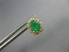ESTATE 1.50CT DIAMOND & AAA EMERALD 14K YELLOW GOLD 3D OVAL FLOWER STUD EARRINGS