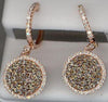 2.09CT WHITE & CHOCOLATE FANCY DIAMOND 14KT ROSE GOLD 3D HUGGIE HANGING EARRINGS
