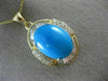 ESTATE EXTRA LARGE 11.27CT DIAMOND & AAA TURQUOISE 14K YELLOW GOLD PENDANT 24819