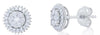 .43CT DIAMOND 14KT WHITE GOLD CLASSIC ROUND FLOWER INVISIBLE HALO STUD EARRINGS
