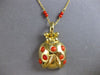 EXTRA LARGE & LONG AAA CORAL 18K YELLOW GOLD BY THE YARD LADYBUG NECKLACE #28104
