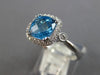 2CT DIAMOND & AAA BLUE TOPAZ 14K WHITE GOLD HALO CUSHION & ROUND ENGAGEMENT RING
