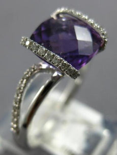 2.08CT DIAMOND & AAA AMETHYST 14KT WHITE GOLD 3D SQUARE TENSION CRISS CROSS RING