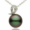 ESTATE .03CT DIAMOND & AAA TAHITIAN PEARL 14KT WHITE GOLD 3D HORSESHOE PENDANT