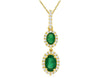 .80CT DIAMOND & AAA EMERALD 14KT YELLOW GOLD OVAL & ROUND DOUBLE FLOWER PENDANT