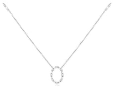 .25CT DIAMOND 14KT WHITE GOLD ROUND & BAGUETTE OVAL CIRCLE OF LIFE LOVE NECKLACE