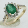 ESTATE 1.55CT DIAMOND & AAA EMERALD 14K YELLOW GOLD OVAL & ROUND FLOWER FUN RING