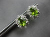 2.52CT DIAMOND & AAA PERIDOT 14K WHITE GOLD 3D FLOWER OVAL & ROUND STUD EARRINGS