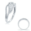 ESTATE .41CT DIAMOND 14KT WHITE GOLD 3D CLASSIC MULTI LEAF CRISS CROSS FUN RING