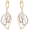ESTATE .35CT DIAMOND 14KT TRI COLOR GOLD MULTI LEAF HUGGIE FUN HANGING EARRINGS