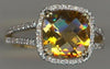 3.62CT DIAMOND & AAA CITRINE 14KT YELLOW GOLD CUSHION & ROUND SQUARE HALO RING