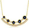 .57CT DIAMOND & AAA SAPPHIRE 14KT YELLOW GOLD 3D ROUND V SHAPE FUN LOVE NECKLACE