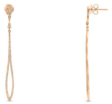 .45CT DIAMOND 14KT ROSE GOLD 3D ROUN DELONGATED TEAR DROP FUN HANGING EARRINGS