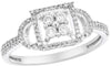 ESTATE .34CT DIAMOND 14KT WHITE GOLD 3D ROUND FLORAL SQUARE LOVE KNOT FUN RING