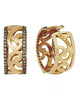 WIDE .62CT MOCHA DIAMOND 18KT BLACK & YELLOW GOLD FILIGREE HOOP HANGING EARRINGS