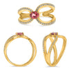 .49CT DIAMOND & AAA PINK TOURMALINE 14KT YELLOW GOLD OVAL & ROUND TEAR DROP RING