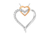 ESTATE .13CT DIAMOND 14KT WHITE & ROSE GOLD DOUBLE HEART LOVE FLOATING PENDANT