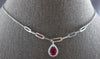 LONG .60CT DIAMOND & AAA RUBY 14KT WHITE GOLD PEAR SHAPE & ROUND LARIAT NECKLACE