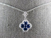 .68CT DIAMOND & AAA SAPPHIRE 18KT WHITE GOLD 4 LEAF CLOVER LOVE FLOATING PENDANT