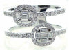LARGE .67CT DIAMOND 18K WHITE GOLD ROUND & BAGUETTE CLUSTER OVAL DOUBLE FUN RING