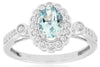 1.01CT DIAMOND & AAA AQUAMARINE 14KT WHITE GOLD 3D OVAL & ROUND ENGAGEMENT RING